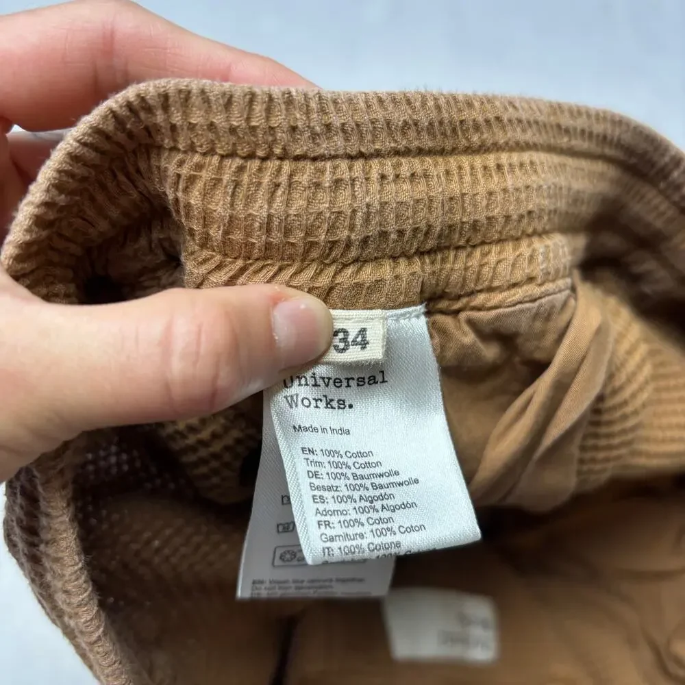 Universal Works Simple Shorts Nippon Waffle Knit Men's 34 Cotton Minimalist